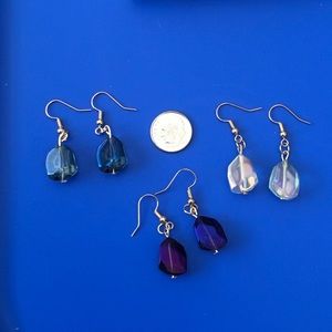 Set of three drop earrings